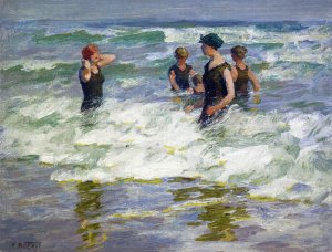 Bathers by a Rocky Coast