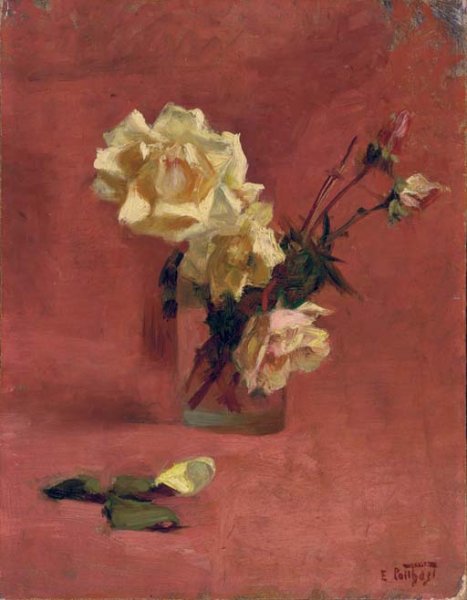 Yellow Roses in a Glass Vase