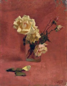 Yellow Roses in a Glass Vase